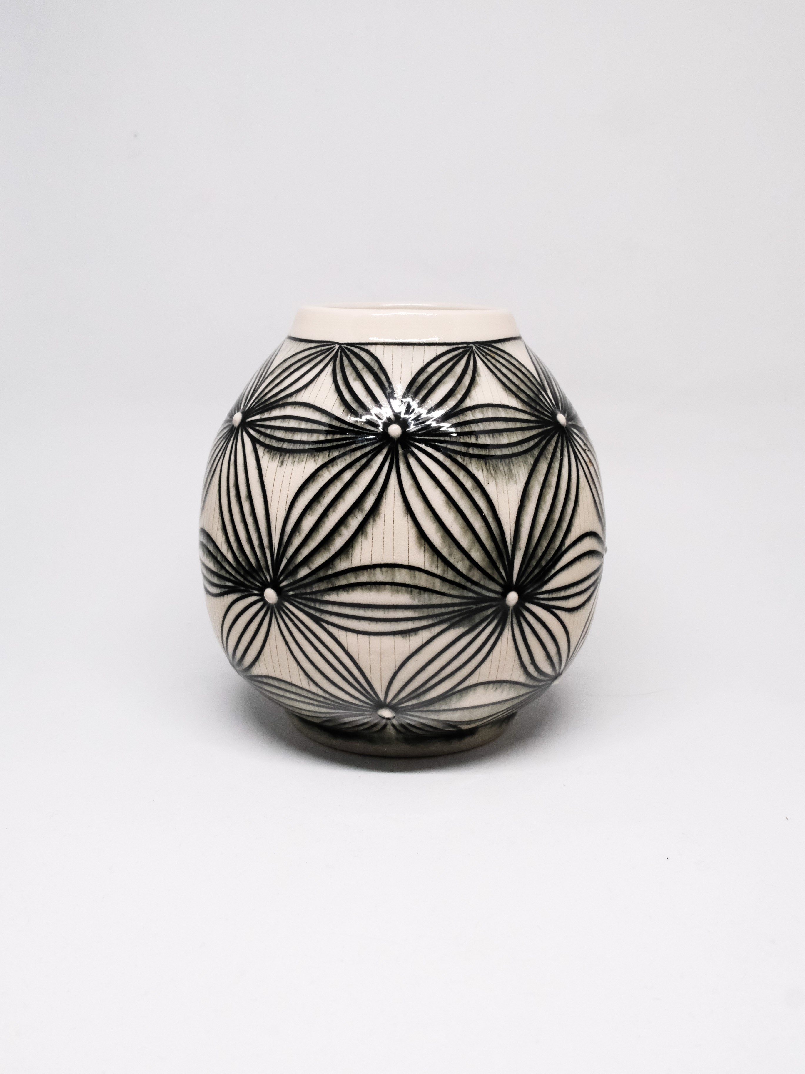 Carved Vase - Black inlay