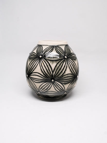 Carved Vase - Black inlay